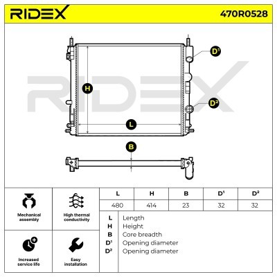 Kühler, Motorkühlung RIDEX 470R0528 470R0528 - foto 6