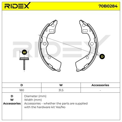 Bremsbeläge Satz RIDEX 70B0284 70B0284 - foto 6