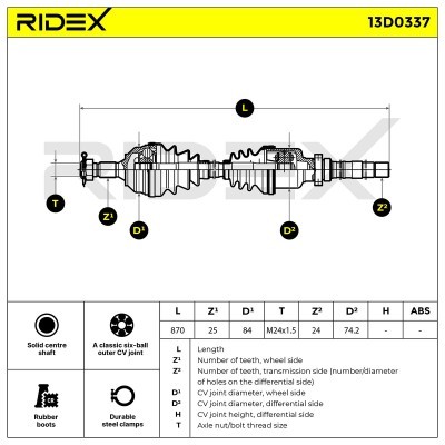 Antriebswelle RIDEX 13D0337 13D0337 - foto 7