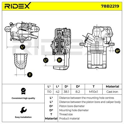 Bremssattel RIDEX 78B2219 78B2219 - foto 6