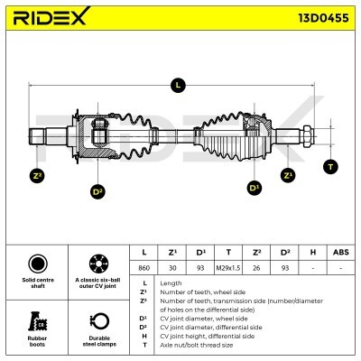 Antriebswelle RIDEX 13D0455 13D0455 - foto 8