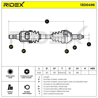 Antriebswelle RIDEX 13D0496 13D0496 - foto 6