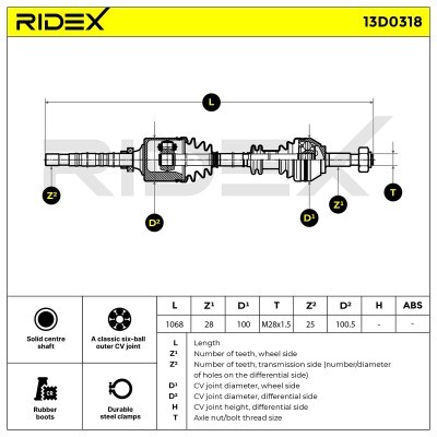 Antriebswelle RIDEX 13D0318 13D0318 - foto 7