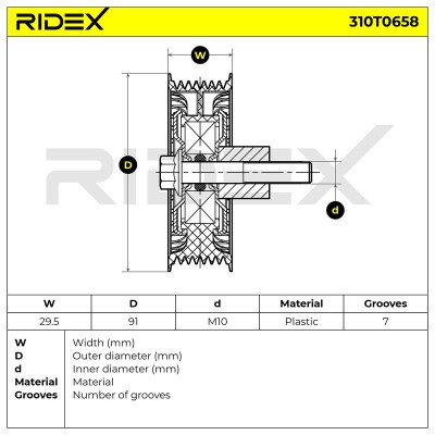 Riemenspanner, Keilrippenriemen RIDEX 310T0658 310T0658 - foto 5