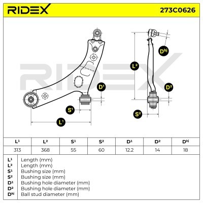 Querlenker RIDEX 273C0626 273C0626 - foto 8
