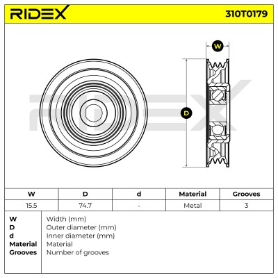 Riemenspanner, Keilrippenriemen RIDEX 310T0179 310T0179 - foto 6