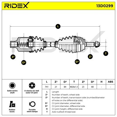 Antriebswelle RIDEX 13D0299 13D0299 - foto 6