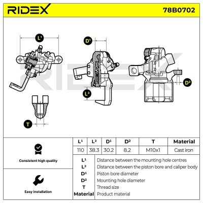 Bremssattel RIDEX 78B0702 78B0702 - foto 7