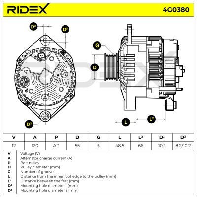 Generator RIDEX 4G0380 4G0380 - foto 7
