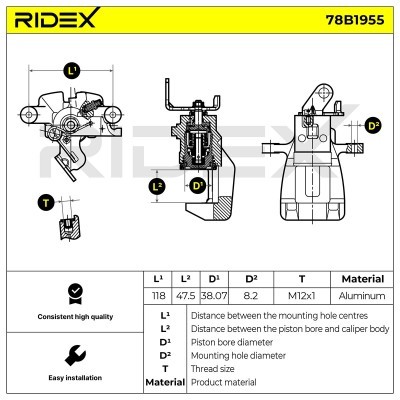 Bremssattel RIDEX 78B1955 78B1955 - foto 3