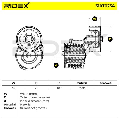 Spannarm Keilrippenriemen RIDEX 310T0234 310T0234 - foto 6