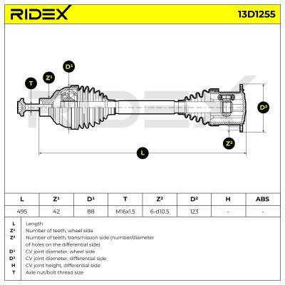 Antriebswelle RIDEX 13D1255 13D1255 - foto 7