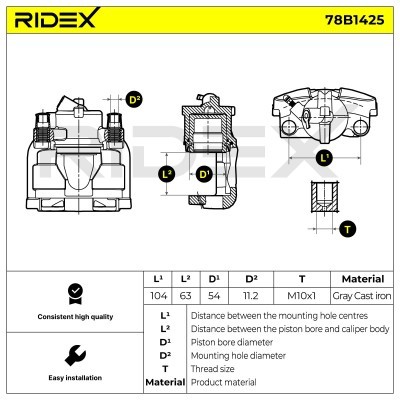 Bremssattel RIDEX 78B1425 78B1425 - foto 3