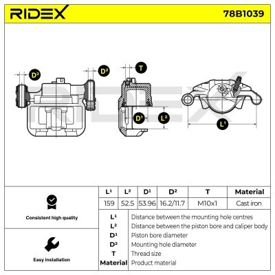 Bremssattel RIDEX 78B1039 78B1039 - foto 6