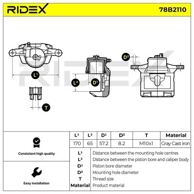 Bremssattel RIDEX 78B2110 78B2110 - foto 3