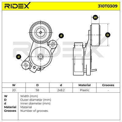 Spannarm Keilrippenriemen RIDEX 310T0309 310T0309 - foto 6