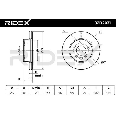Bremsscheibe RIDEX 82B2031 82B2031 - foto 6