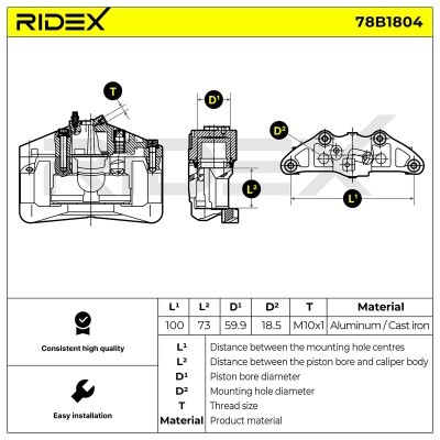 Bremssattel RIDEX 78B1804 78B1804 - foto 6