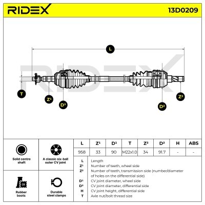 Antriebswelle RIDEX 13D0209 13D0209 - foto 7