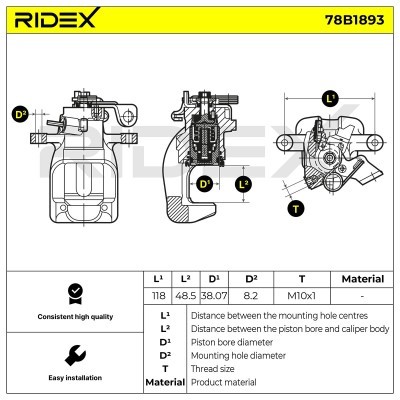 Bremssattel RIDEX 78B1893 78B1893 - foto 6