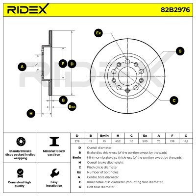 Bremsscheibe RIDEX 82B2976 82B2976 - foto 5