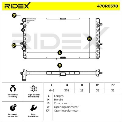 Kühler, Motorkühlung RIDEX 470R0378 470R0378 - foto 8