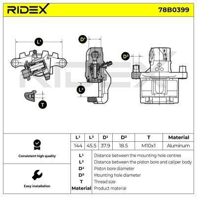 Bremssattel RIDEX 78B0399 78B0399 - foto 8
