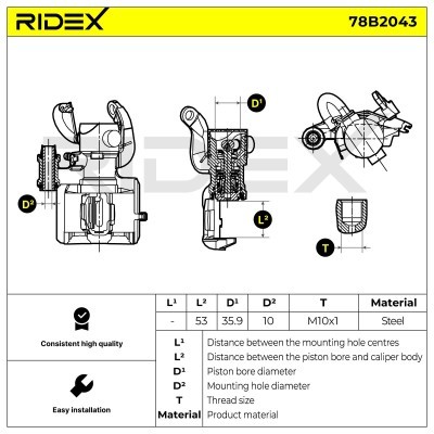 Bremssattel RIDEX 78B2043 78B2043 - foto 6