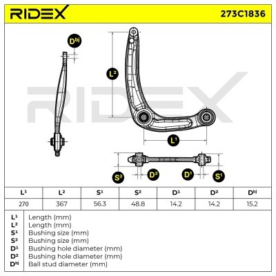 Querlenker RIDEX 273C1836 273C1836 - foto 8