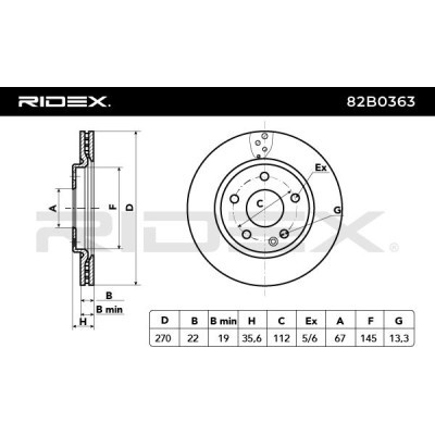 Bremsscheibe RIDEX 82B0363 82B0363 - foto 2