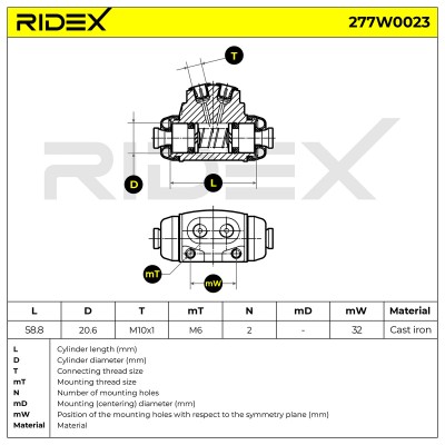 Radbremszylinder RIDEX 277W0023 277W0023 - foto 6