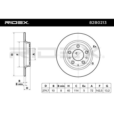 Bremsscheibe RIDEX 82B0213 82B0213 - foto 8