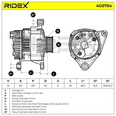 Generator RIDEX 4G0754 4G0754 - foto 5
