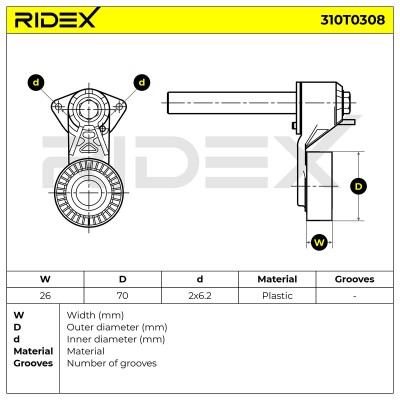 Spannarm Keilrippenriemen RIDEX 310T0308 310T0308 - foto 6