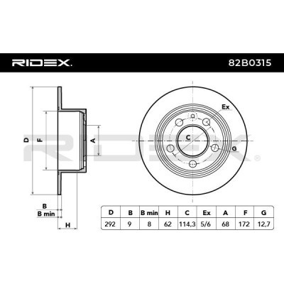 Bremsscheibe RIDEX 82B0315 82B0315 - foto 5