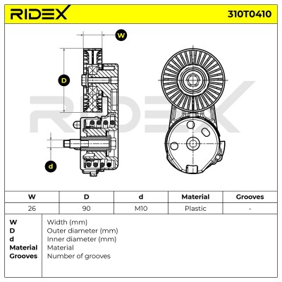 Spannarm Keilrippenriemen RIDEX 310T0410 310T0410 - foto 6