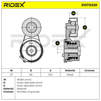 Spannarm Keilrippenriemen RIDEX 310T0320 310T0320 - foto 6