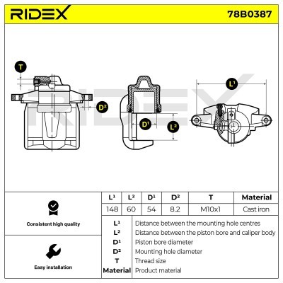 Bremssattel RIDEX 78B0387 78B0387 - foto 5