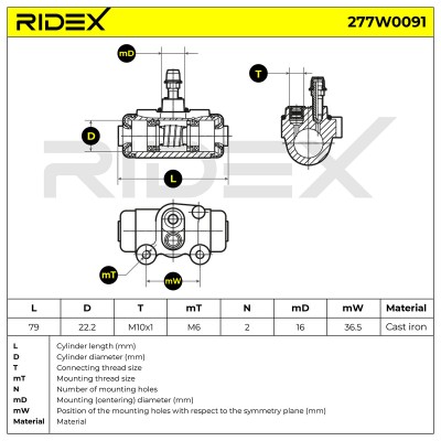 Radbremszylinder RIDEX 277W0091 277W0091 - foto 6