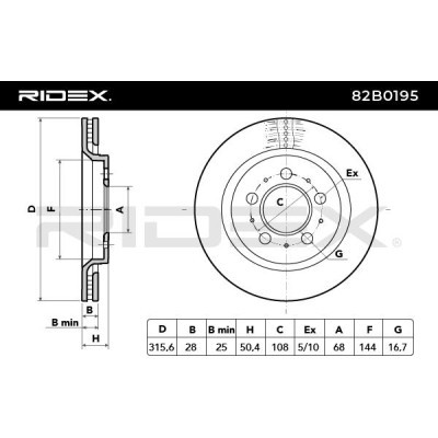 Bremsscheibe RIDEX 82B0195 82B0195 - foto 6