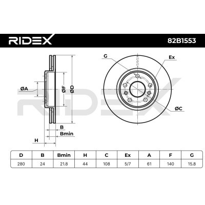 Bremsscheibe RIDEX 82B1553 82B1553 - foto 7