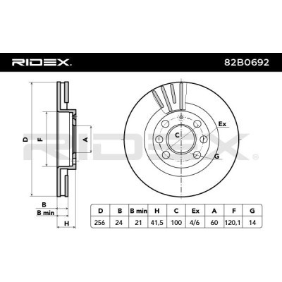 Bremsscheibe RIDEX 82B0692 82B0692 - foto 3
