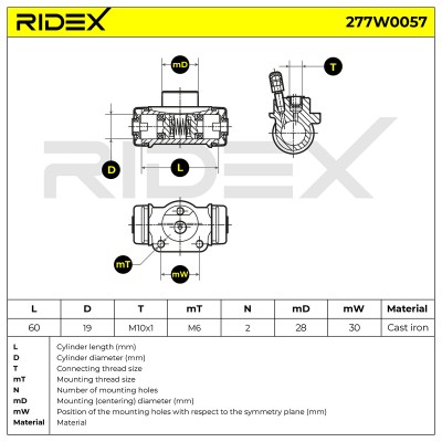 Radbremszylinder RIDEX 277W0057 277W0057 - foto 6