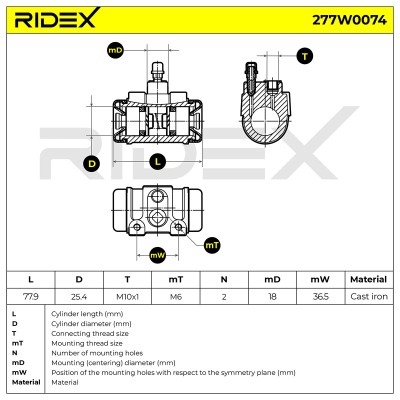 Radbremszylinder RIDEX 277W0074 277W0074 - foto 9