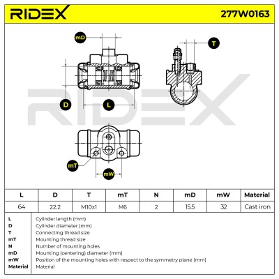 Radbremszylinder RIDEX 277W0163 277W0163 - foto 9