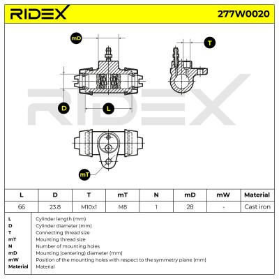 Radbremszylinder RIDEX 277W0020 277W0020 - foto 6