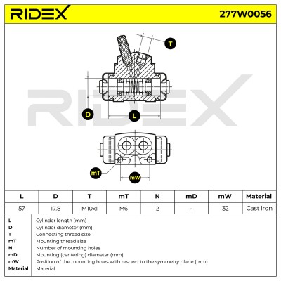 Radbremszylinder RIDEX 277W0056 277W0056 - foto 6