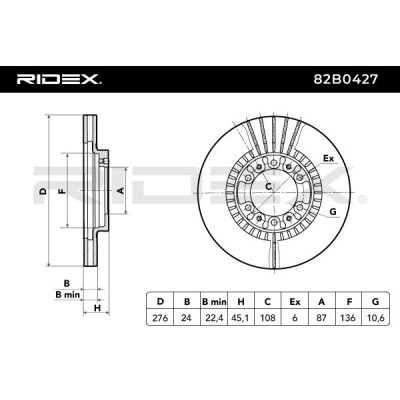 Bremsscheibe RIDEX 82B0427 82B0427 - foto 3