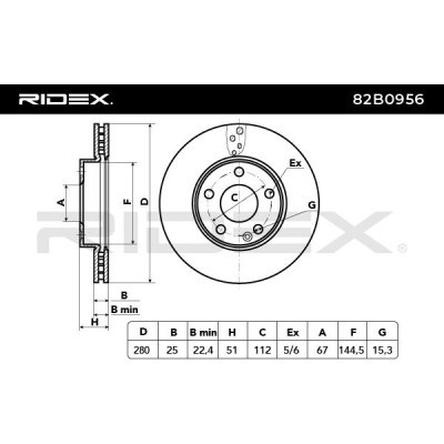 Bremsscheibe RIDEX 82B0956 82B0956 - foto 5