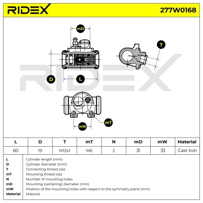 Radbremszylinder RIDEX 277W0168 277W0168 - foto 6